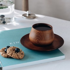 Чайная пара из натурального кедра mаgistrо, чашка 150 мл, блюдце d=15,5 см, цвет шоколадный Magistro