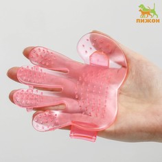 Щетка массажная резиновая на руку, розовая Пижон