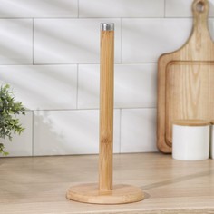 Держатель для бумажных полотенец доляна bamboo, 14×32 см, бамбук