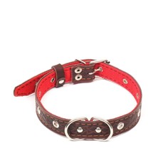 Ошейник кожаный усиленный капроном с полукольцом, 55 х 2,5 см, ош 27-53 см, коричневый Пижон