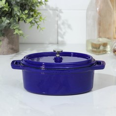 Кастрюля чугунная volcano, 500 мл, 20×10,5×9 см, для подачи, цвет синий