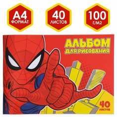 Альбом для рисования а4, 40 листов, человек-паук Marvel