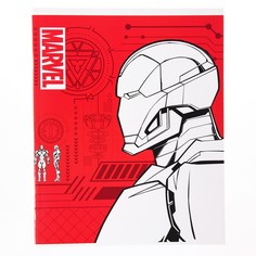 Тетрадь 48 листов в клетку, картонная обложка Marvel