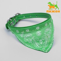 Ошейник с косынкой 32 х 1 см,ош 22-28, зелёный Пижон