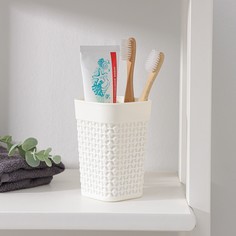 Стакан для зубных щёток oslo, 7,4×7,4×11,2 см , цвет молочный туман NO Brand
