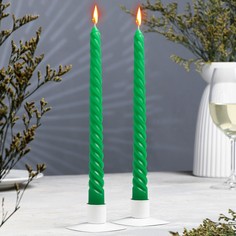 Набор свечей витых, 2,2х 25 см, 2 штуки, зелёный, подвес NO Brand