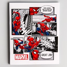 Тетрадь 48 листов в клетку, картонная обложка, человек-паук Marvel
