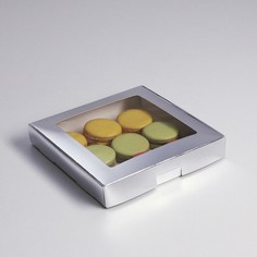 Коробка самосборная, с окном, серебрянная, 19 х 19 х 3 см, набор 5 шт. NO Brand
