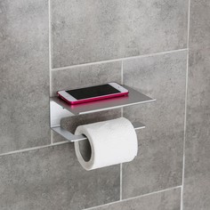 Держатель для туалетной бумаги с полочкой 6,5×16×11,5 см, алюминий NO Brand