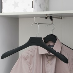 Вешалка-плечики для одежды, размер 48-50, покрытие soft-touch, цвет чёрный NO Brand