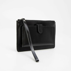 Кошелёк на молнии, с ручкой, цвет чёрный Textura