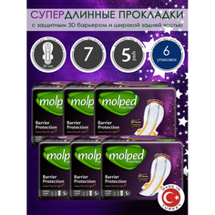 Molped Гигиенические прокладки супер длинные Supernight Super Long 35 см 5 шт. 6 упаковок