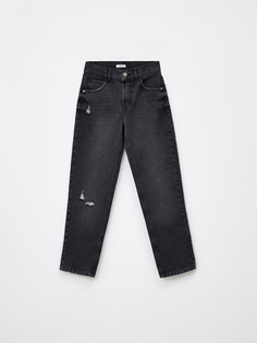 Прямые рваные джинсы для мальчиков (серый, 146) Sela