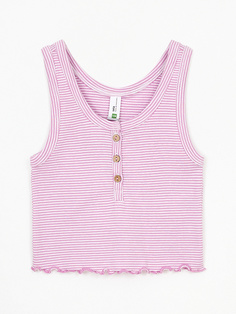 Укороченный топ в полоску для девочек (розовый, 140) Sela