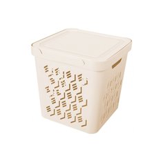 Ящик хозяйственный, 18 л, 28.6х28.6х28.6 см, с крышкой, бежевый, Бытпласт, Deluxe, 433242707