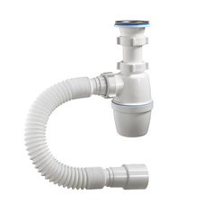 Сифон для мойки, бутылочный, 1" 1/2, 40х40/50, полипропилен, с выпуском, с гофрой, Orio, А-4001