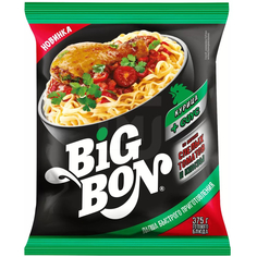 Лапша Big Bon со вкусом спелых томатов и кинзы с курицей и соусом, 75 г