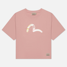 Женская футболка Evisu Japanese Pattern Seagull Printed Boyfriend, цвет розовый
