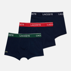 Комплект мужских трусов Lacoste Underwear 3-Pack Boxer Casual Contrast Waistband, цвет чёрный