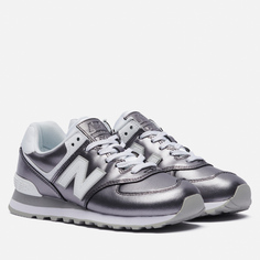 Женские кроссовки New Balance 574 Metallic, цвет серебряный, размер 37 EU