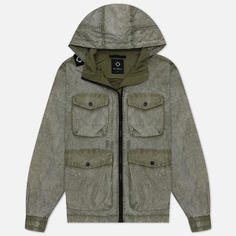 Мужская куртка ветровка MA.Strum Acid Wash Funnel Neck Runner, цвет оливковый