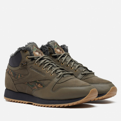 Мужские кроссовки Reebok Classic Leather Mid Ripple, цвет зелёный, размер 42.5 EU