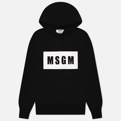 Мужская толстовка MSGM Box Maxilogo Unbrushed Hoodie, цвет чёрный, размер S