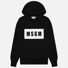 Мужская толстовка MSGM Box Maxilogo Unbrushed Hoodie, цвет чёрный, размер S