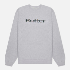 Мужская толстовка Butter Goods Plaid Applique Logo Crew Neck, цвет серый, размер L