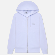 Мужская толстовка MSGM Micrologo Full Zip Hoodie, цвет белый, размер S