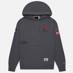 Мужская толстовка Alpha Industries NASA Worm Logo Hoodie, цвет серый