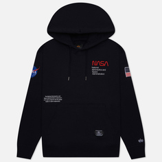 Мужская толстовка Alpha Industries NASA Worm Logo Hoodie, цвет синий