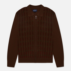 Мужской свитер thisisneverthat Chain Zip Up Polo, цвет коричневый, размер M