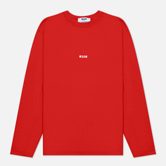 Мужской лонгслив MSGM Micrologo Basic Crew Neck, цвет красный, размер M