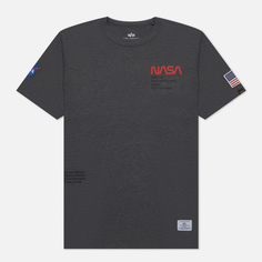 Мужская футболка Alpha Industries NASA Worm Logo, цвет серый, размер M