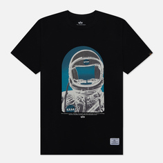 Мужская футболка Alpha Industries NASA Moon Man, цвет чёрный, размер L
