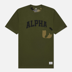 Мужская футболка Alpha Industries Camo Pocket, цвет оливковый, размер XXL