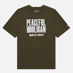 Мужская футболка Peaceful Hooligan Letter Press, цвет оливковый, размер XXXL