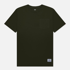 Мужская футболка Alpha Industries Essential Pocket Crew Neck, цвет оливковый, размер M
