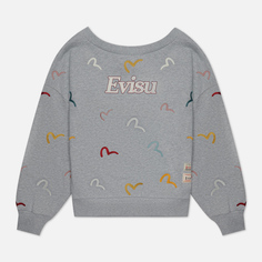 Женская толстовка Evisu All Over Seagull Embroidered, цвет серый, размер L