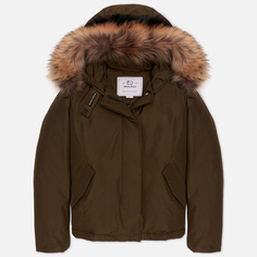 Женская куртка парка Woolrich Arctic Raccoon Short, цвет зелёный
