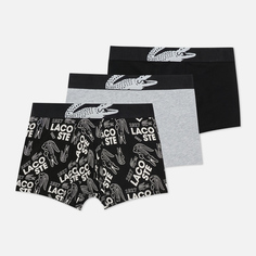 Комплект мужских трусов Lacoste Underwear 3-Pack Crocodile Print Trunk, цвет чёрный