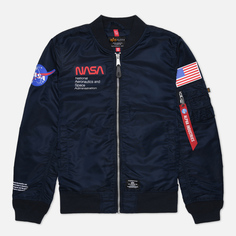 Мужская куртка бомбер Alpha Industries NASA L-2B Gen II Flight, цвет голубой