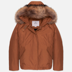 Женская куртка парка Woolrich Arctic Raccoon Short, цвет коричневый, размер L