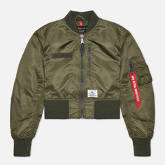 Женская куртка бомбер Alpha Industries L-2B Cropped Gen II Flight, цвет зелёный, размер L