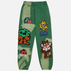 Мужские брюки MARKET Land Escape Tie-Dye Fleece, цвет зелёный, размер S