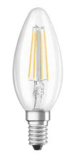 Лампа светодиодная LEDVANCE 4058075068353 филаментная LED STAR CLASSIC B 40 4W/827 4Вт свеча 2700К тепл. бел. E14 470лм 220-240В прозр. стекло OSRAM