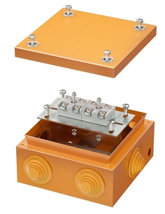 Коробка распределительная DKC FSK31410 стальная FS с кабельными вводами и клеммниками, IP55, 150х150х80 мм, 4р, 450V, 32A, 10 мм2, нерж.контакт, "Vulc