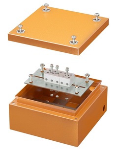 Коробка распределительная DKC FSB30506 стальная FS с гладкими стенками и клеммниками, IP66, 150х150х80 мм, 5р, 450V, 10A, 6 мм2, "Vulcan"