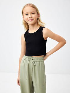 Укороченный топ для девочек (черный, 146) Sela